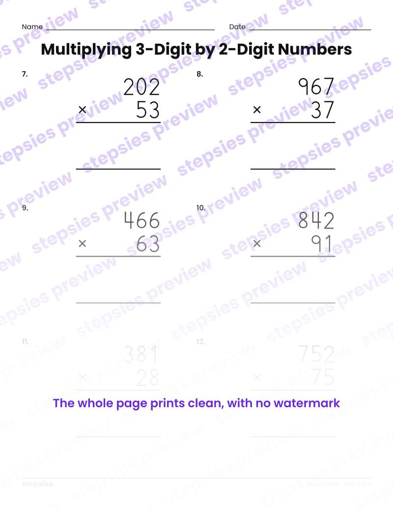 Multiplying 3-Digit by 2-Digit Numbers: page 2