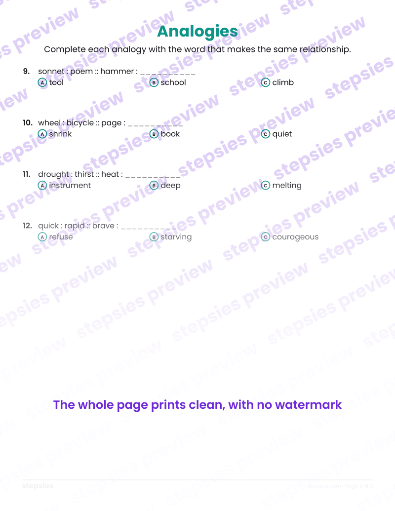 Analogies: page 2