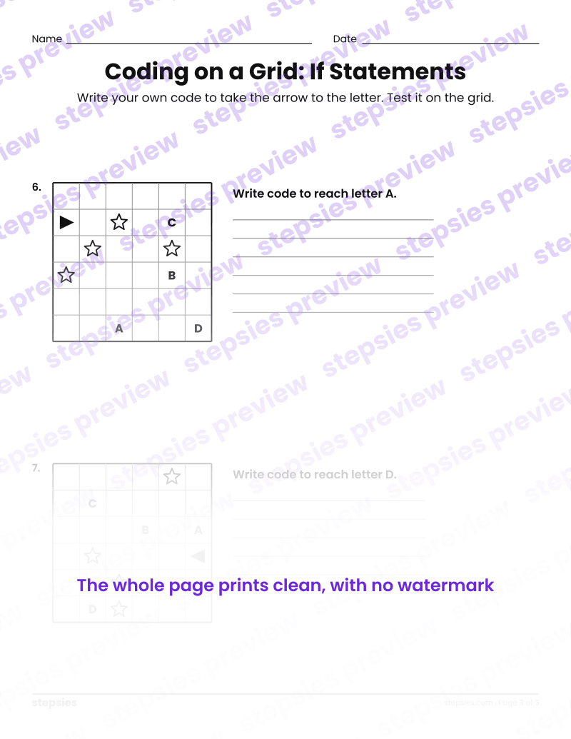 Coding on a Grid: If Statements: page 3
