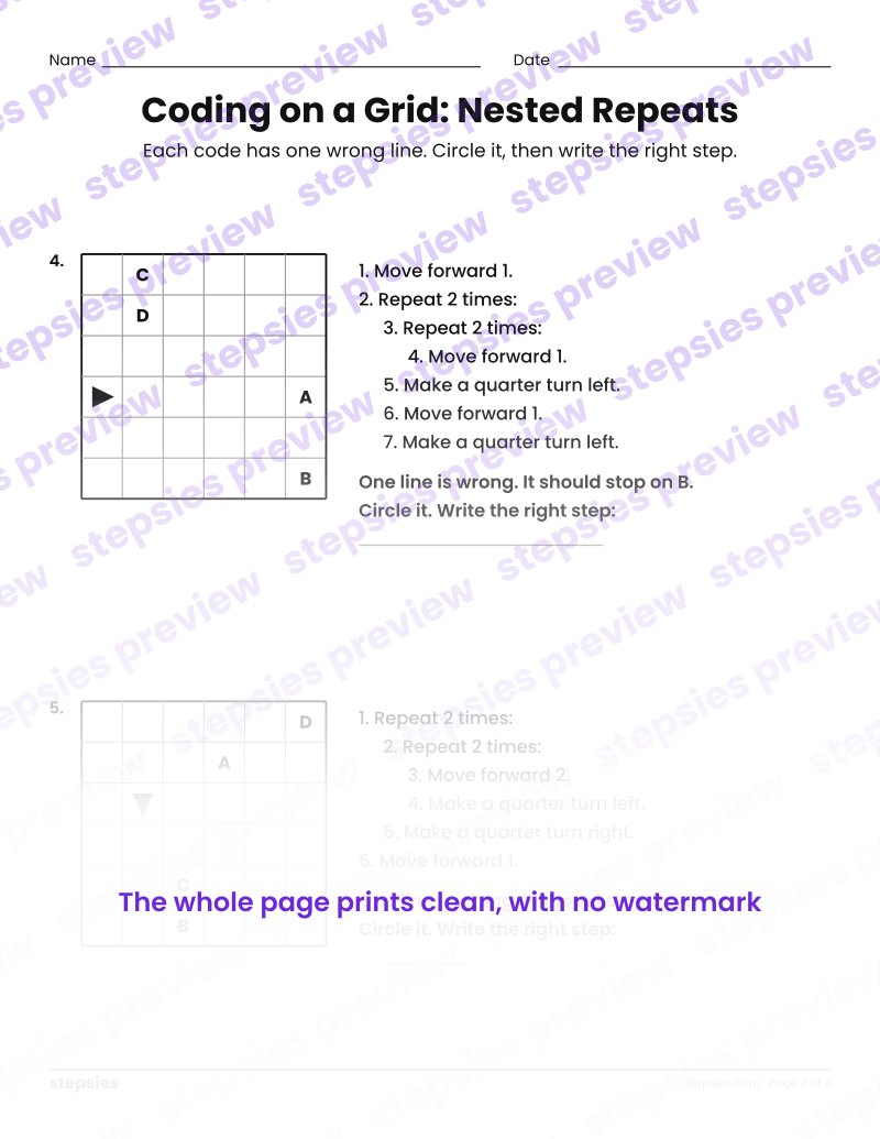 Coding on a Grid: Nested Repeats: page 2