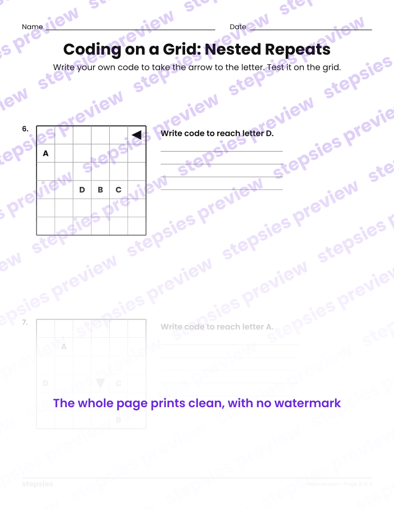 Coding on a Grid: Nested Repeats: page 3