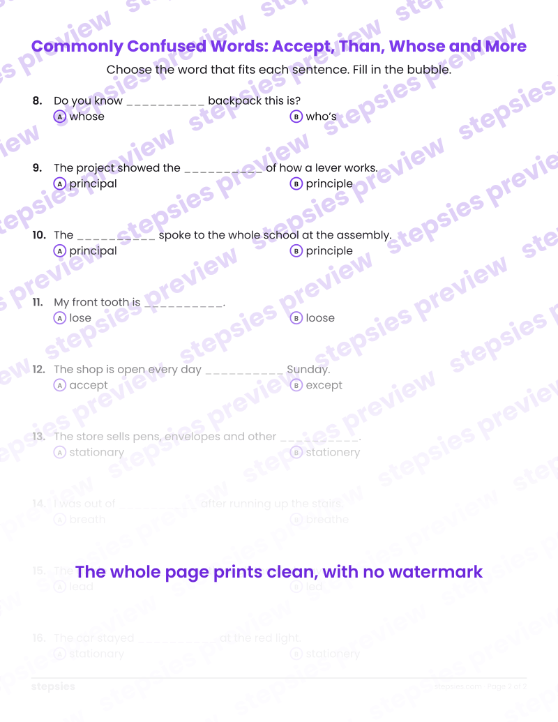 Commonly Confused Words: Accept, Than, Whose and More: page 2