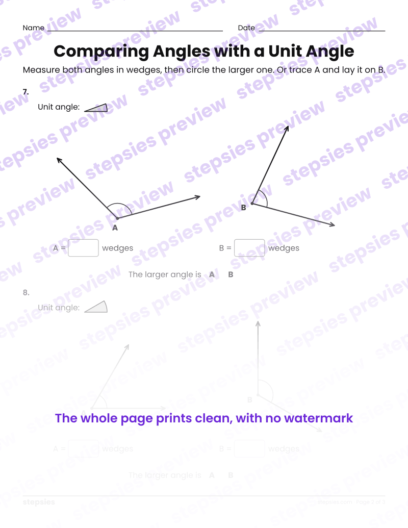 Comparing Angles with a Unit Angle: page 2