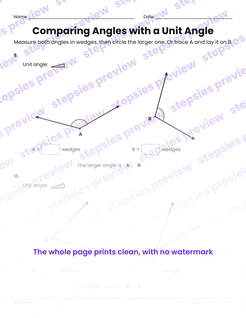 Comparing Angles with a Unit Angle: page 3