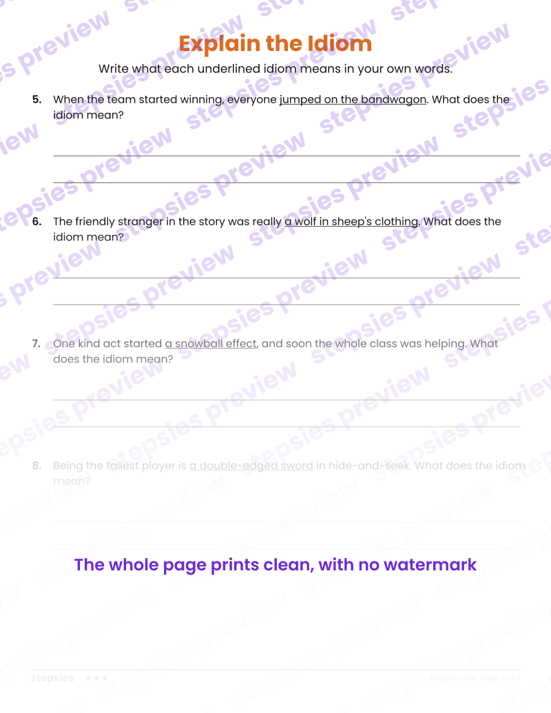 Explain the Idiom: page 2