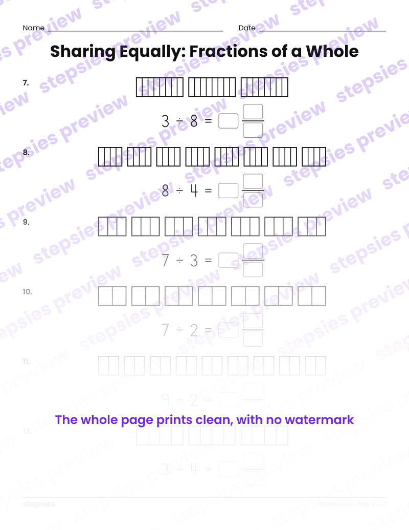 Sharing Equally: Fractions of a Whole: page 2