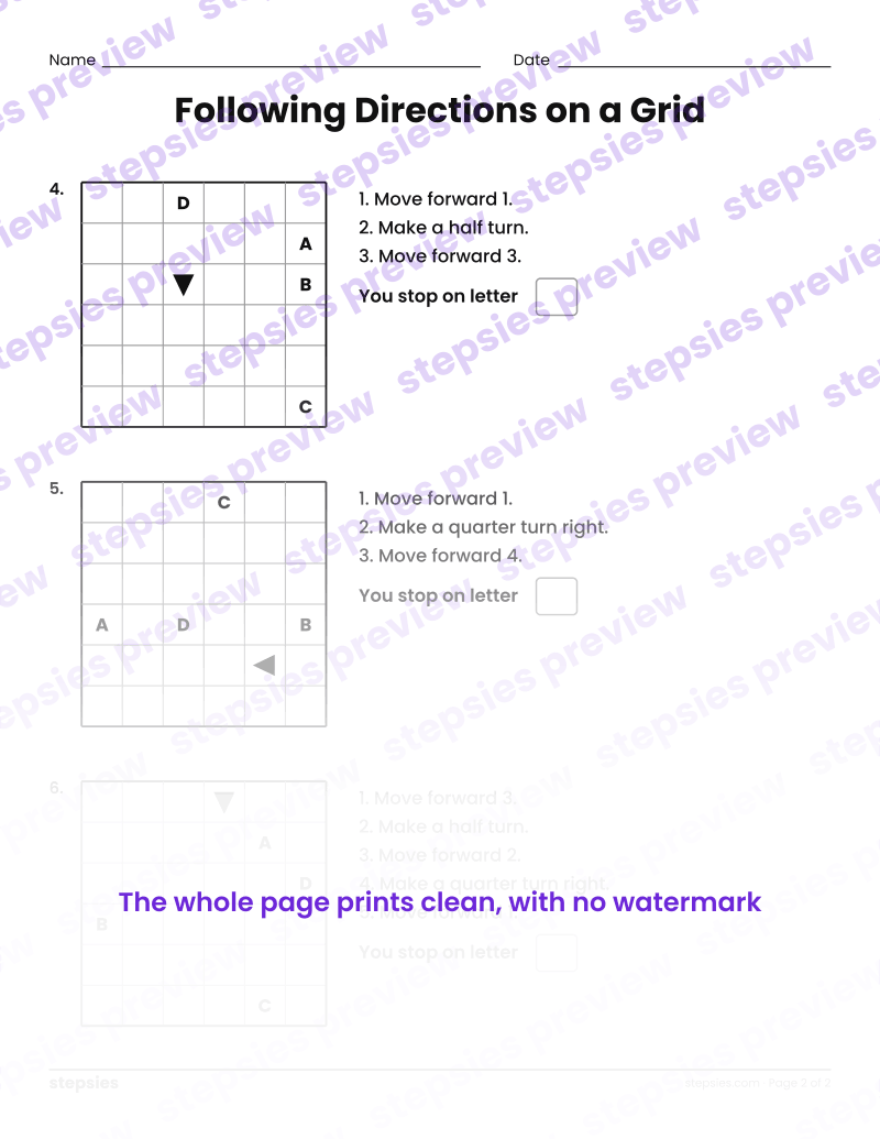 Following Directions on a Grid: page 2