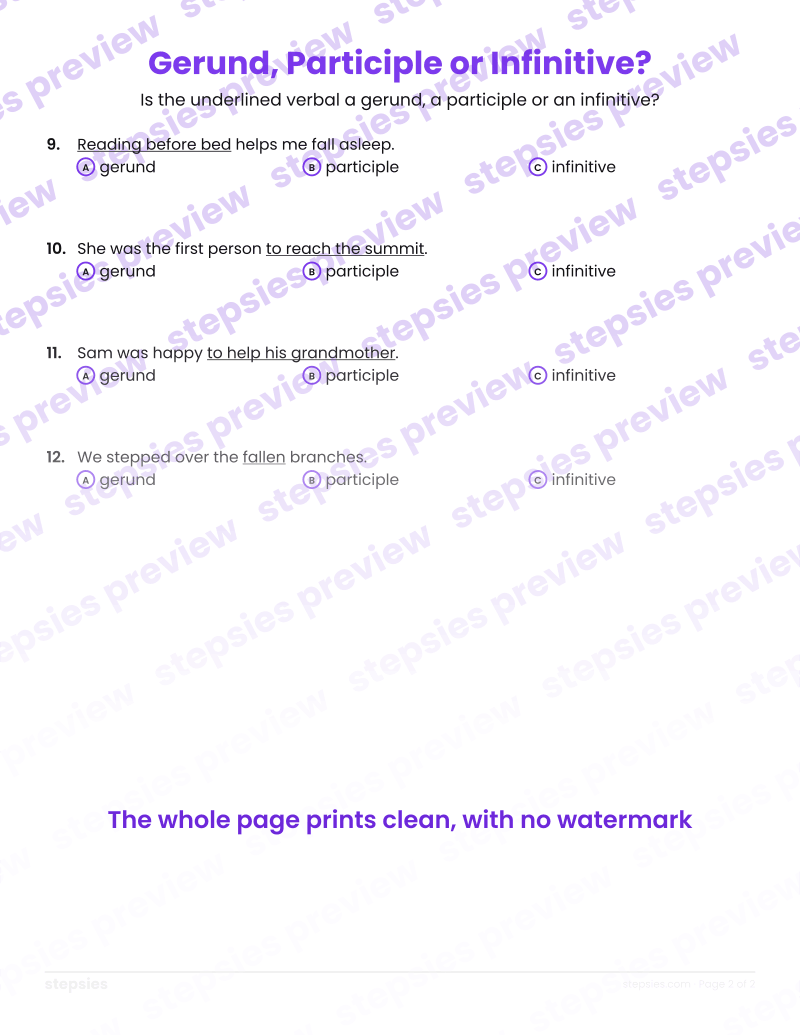 Gerund, Participle or Infinitive?: page 2