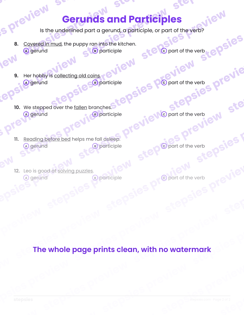 Gerunds and Participles: page 2