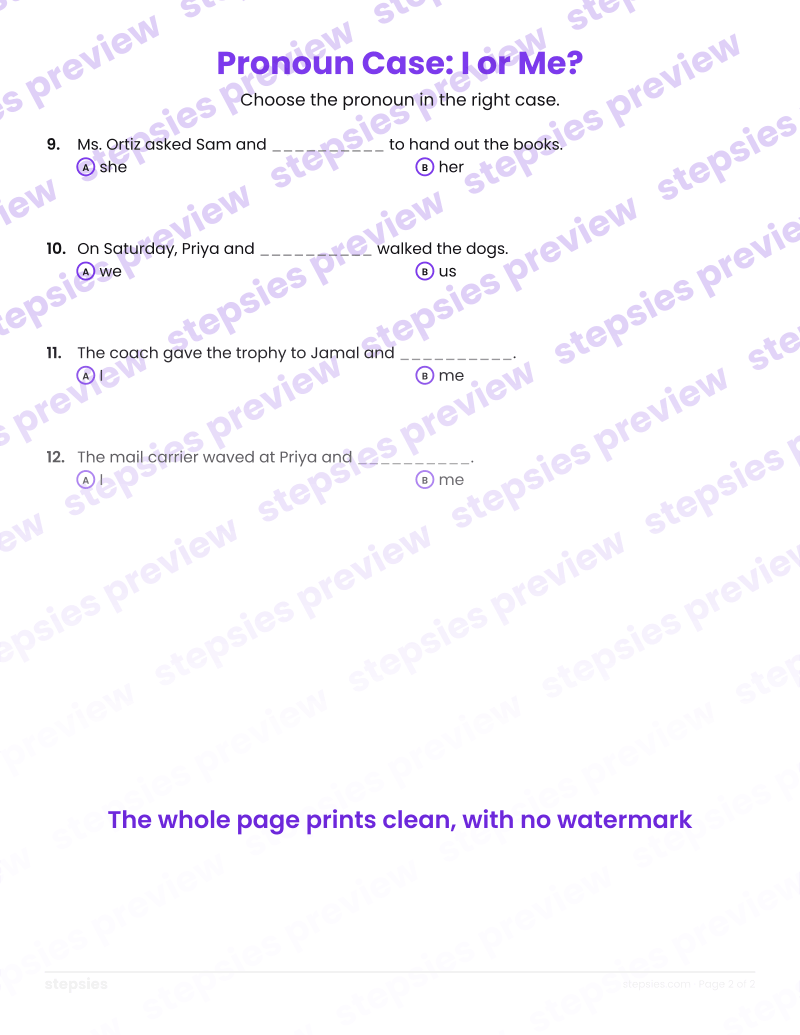 Pronoun Case: I or Me?: page 2