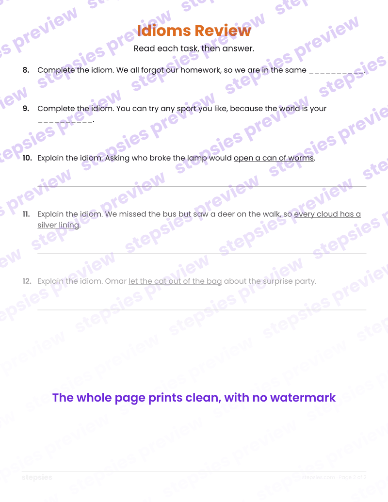 Idioms Review: page 2