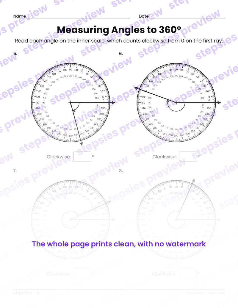 Measuring Angles to 360°: page 2