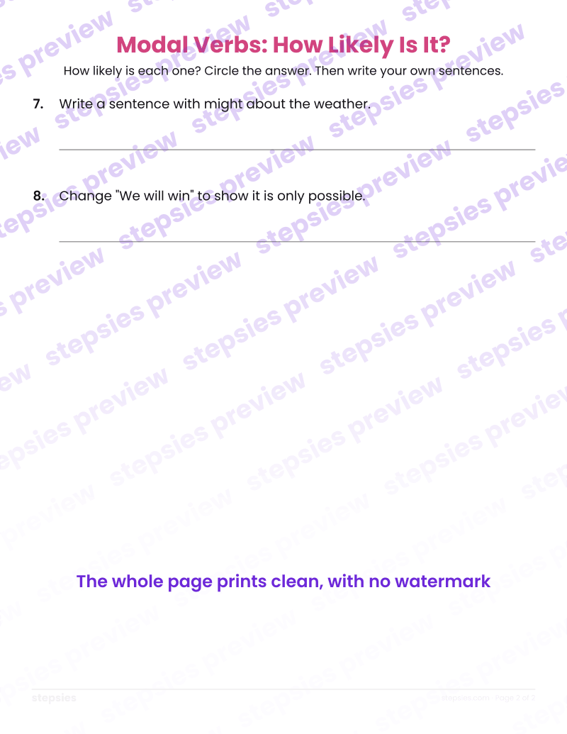 Modal Verbs: How Likely Is It?: page 2