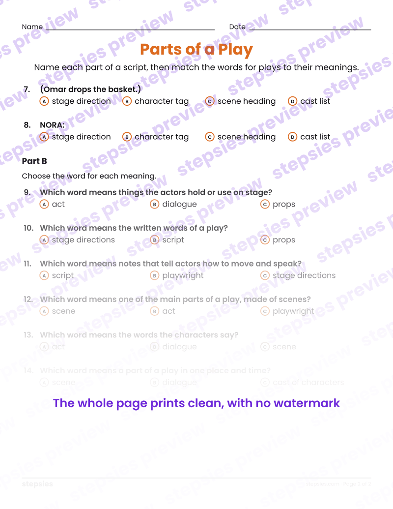 Parts of a Play: page 2