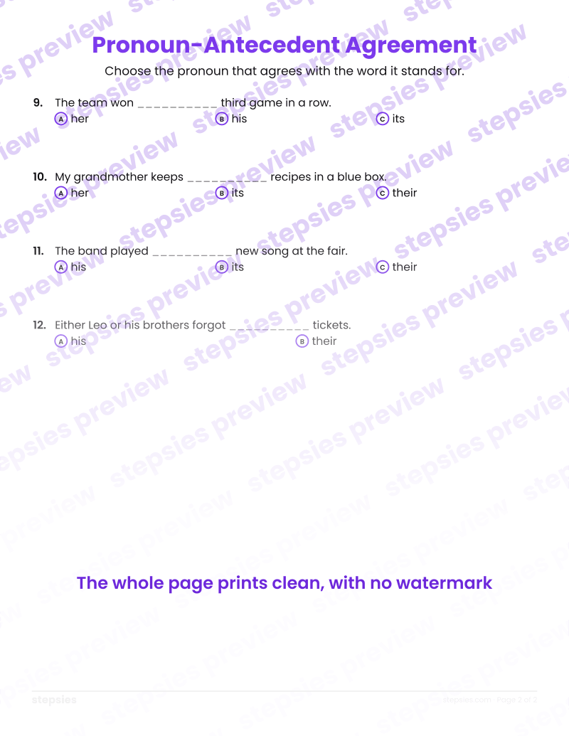 Pronoun-Antecedent Agreement: page 2