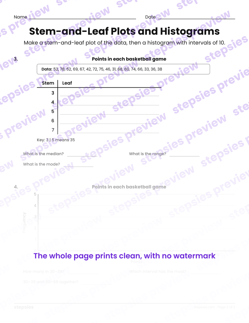 Stem-and-Leaf Plots and Histograms: page 2