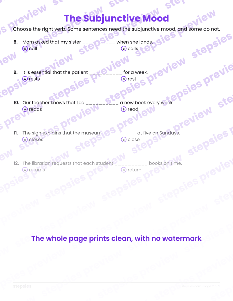The Subjunctive Mood: page 2