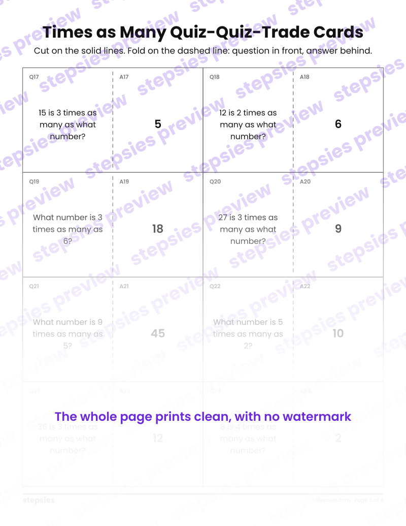 Times as Many: Quiz-Quiz-Trade Cards: page 3