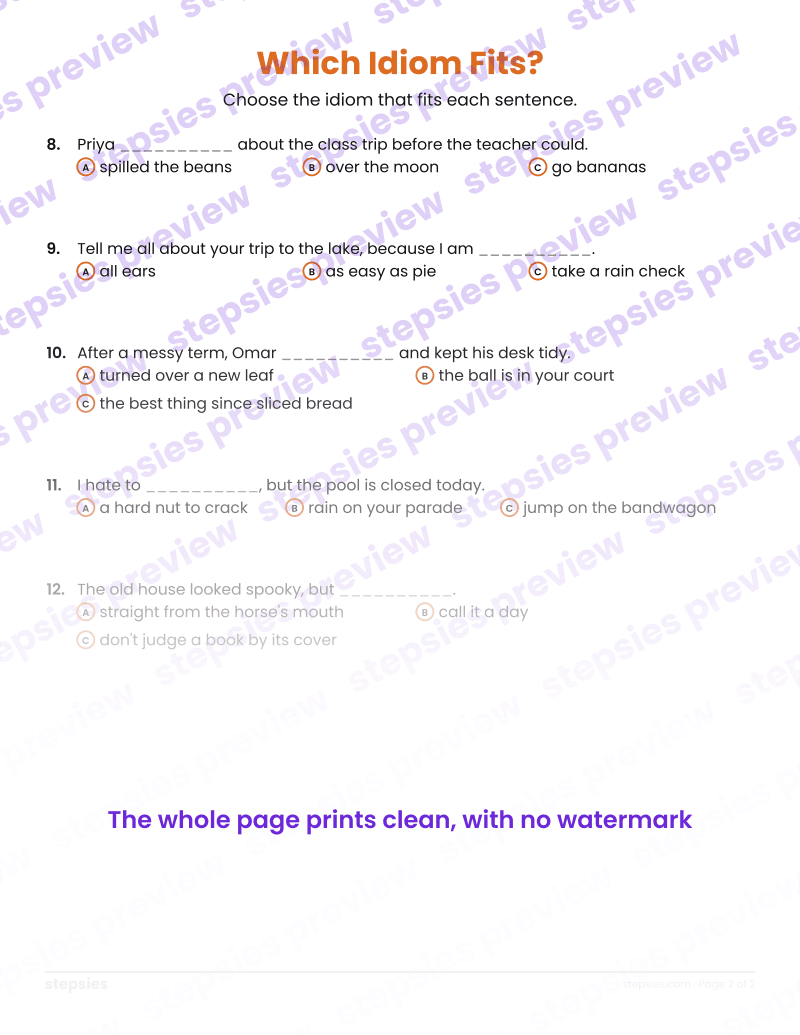 Which Idiom Fits?: page 2