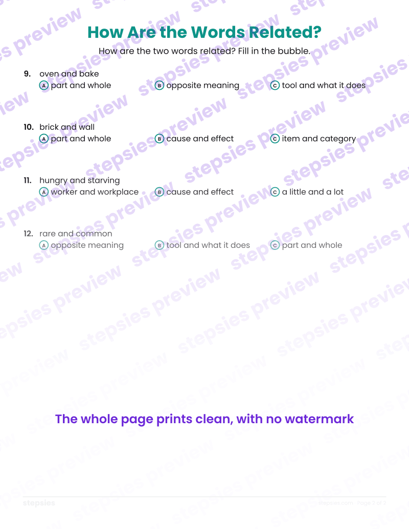 How Are the Words Related?: page 2