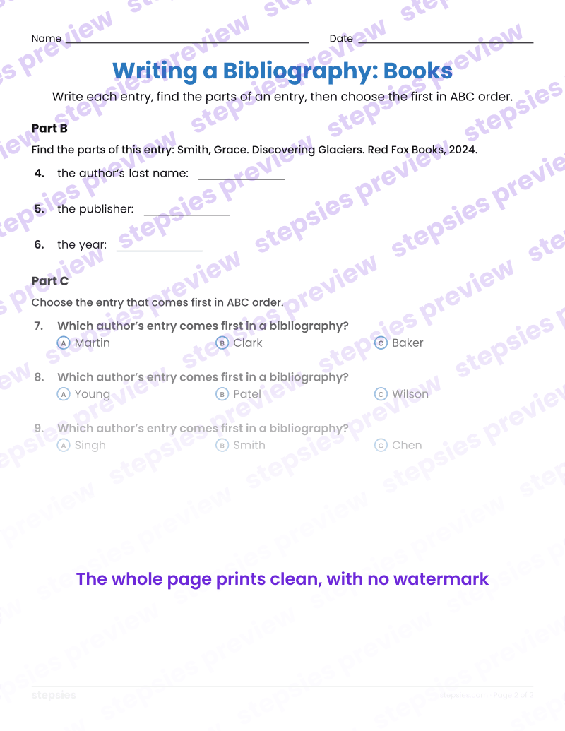 Writing a Bibliography: Books: page 2